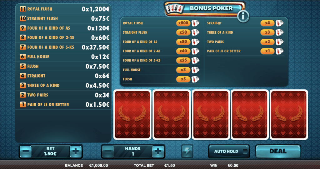 Mängi kohe - Bonus Poker
