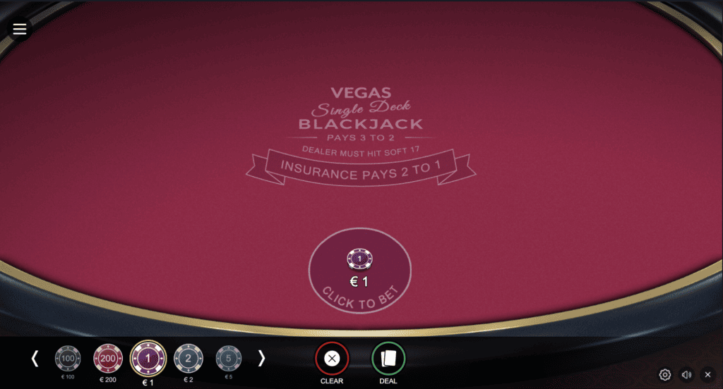 Mängi kohe - Vegas Single Deck Blackjack