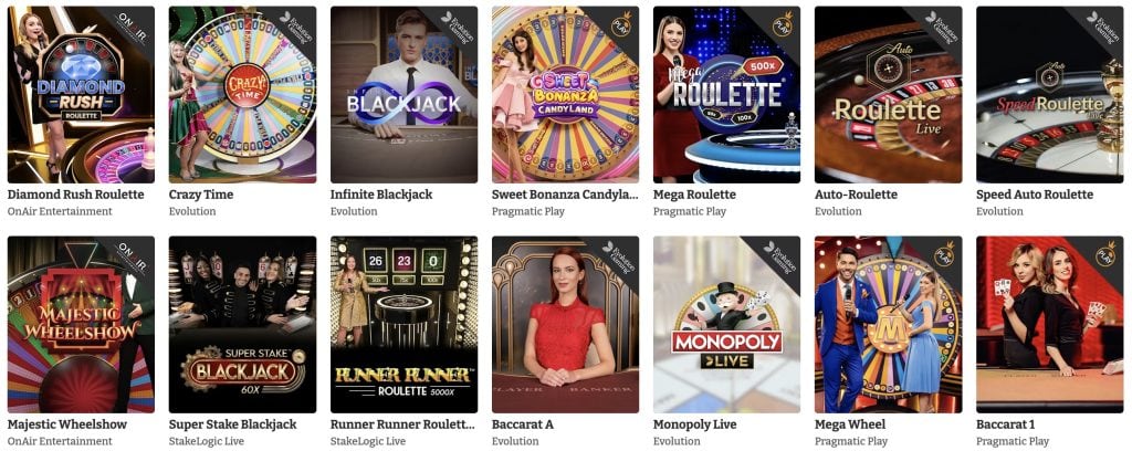 LuckySpins Populaarsed Live mängud