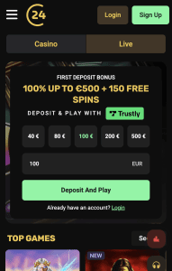 Liigu 24Casino.com kodulehele