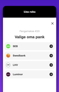 Vali pank makse sooritamiseks