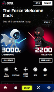 Liigu Slots Vader kasiinosse