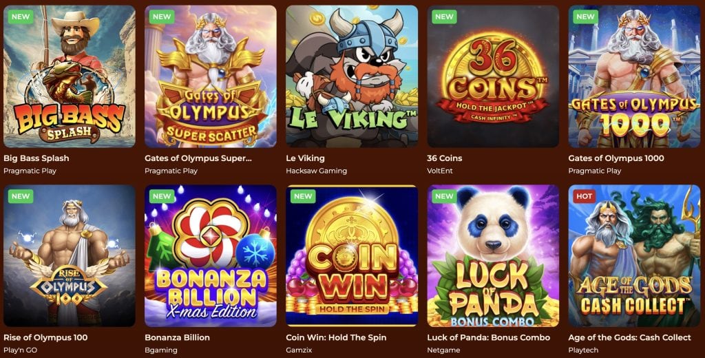 Kasiino Vegazone mänguvalik