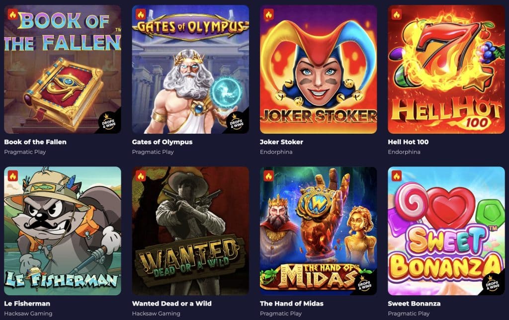 Slota Casino mänguvalik